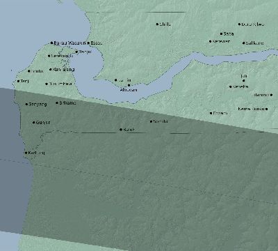 Map of the eclipse path across Gambia on 08/31/2733