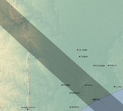 Map of the eclipse path across Mozambique on 08/31/2733