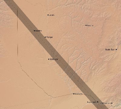 Map of the eclipse path across Zambia on 08/31/2733