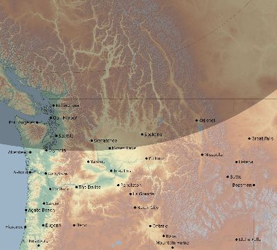 Map of the eclipse path across United States on 02/25/2734