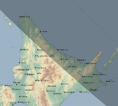 Map of the eclipse path across Japan on 07/12/2735