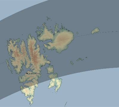 Map of the eclipse path across Svalbard and Jan Mayen on 07/12/2735