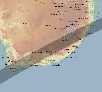 Map of the eclipse path across South Africa on 06/20/2737