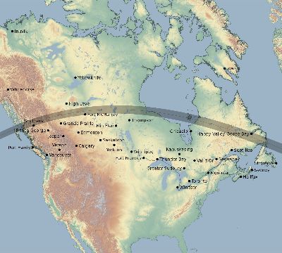 Map of the eclipse path across Canada on 04/30/2739