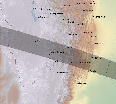 Map of the eclipse path across Bolivia on 10/24/2739