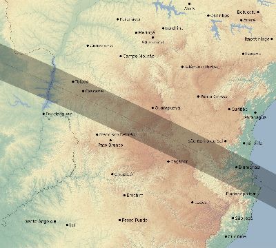 Map of the eclipse path across Brazil on 10/24/2739