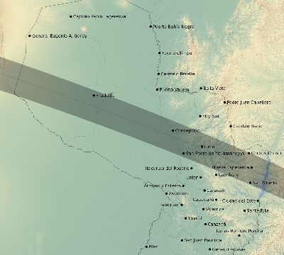 Map of the eclipse path across Paraguay on 10/24/2739