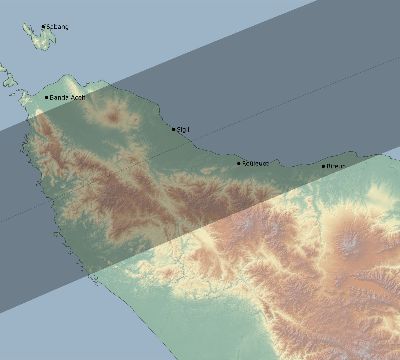 Map of the eclipse path across Indonesia on 04/18/2740