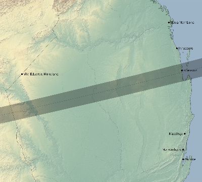 Map of the eclipse path across Mozambique on 04/18/2740