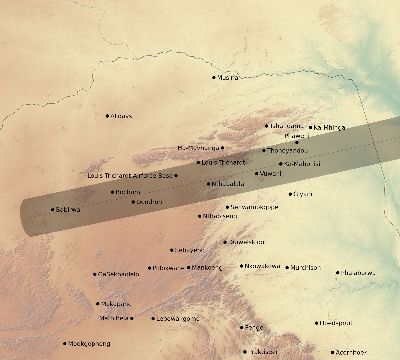 Map of the eclipse path across South Africa on 04/18/2740