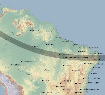 Map of the eclipse path across Brazil on 10/12/2740