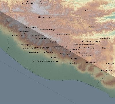 Map of the eclipse path across Guatemala on 10/12/2740