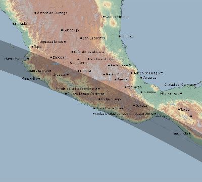 Map of the eclipse path across Mexico on 10/12/2740