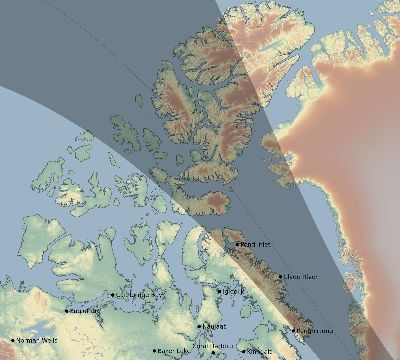 Map of the eclipse path across Canada on 10/01/2741