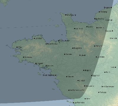 Map of the eclipse path across France on 10/01/2741