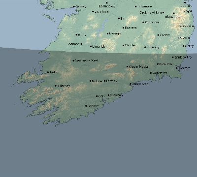 Map of the eclipse path across Ireland on 10/01/2741