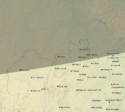 Map of the eclipse path across Côte d'Ivoire (Ivory Coast) on 02/16/2743