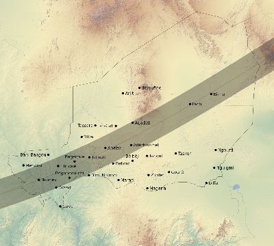 Map of the eclipse path across Niger on 02/16/2743