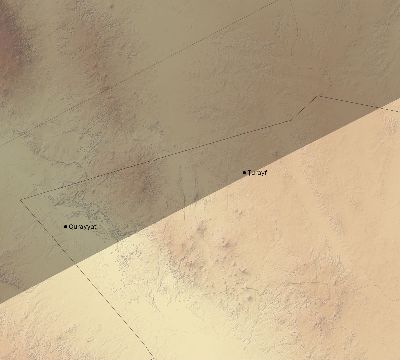 Map of the eclipse path across Saudi Arabia on 02/16/2743