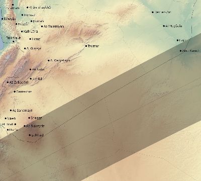 Map of the eclipse path across Syria on 02/16/2743