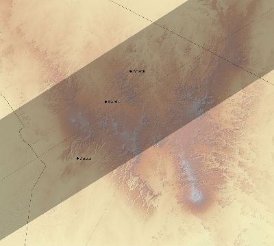Map of the eclipse path across Chad on 02/16/2743