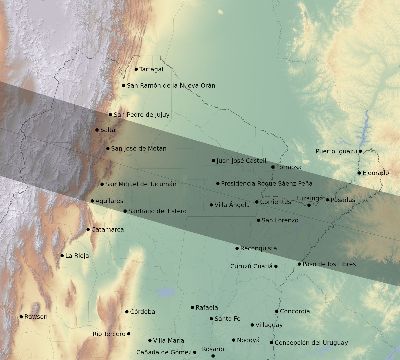 Map of the eclipse path across Argentina on 02/05/2744