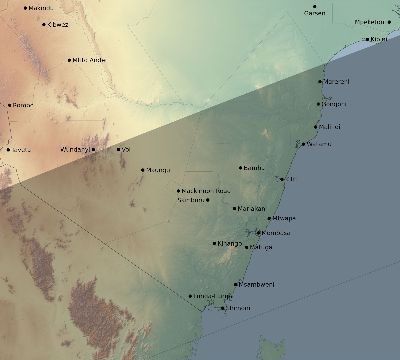 Map of the eclipse path across Kenya on 02/05/2744