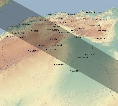 Map of the eclipse path across Algeria on 07/31/2744