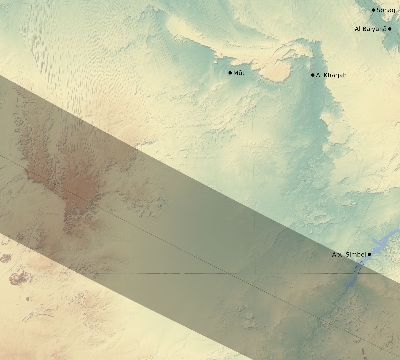 Map of the eclipse path across Egypt on 07/31/2744