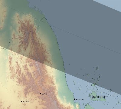 Map of the eclipse path across Eritrea on 07/31/2744