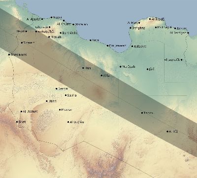 Map of the eclipse path across Libya on 07/31/2744