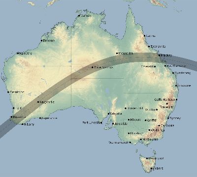 Map of the eclipse path across Australia on 06/11/2746