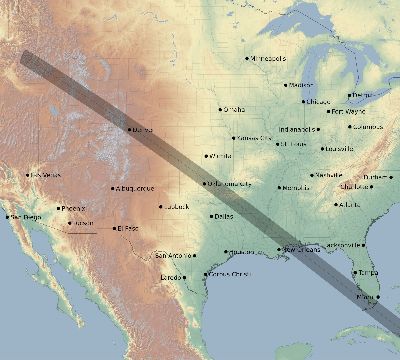 Map of the eclipse path across United States on 12/04/2746