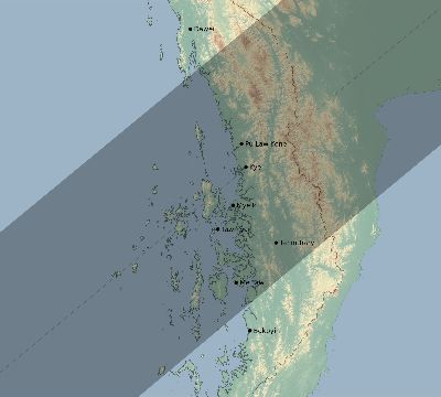Map of the eclipse path across Myanmar on 05/31/2747