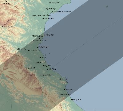 Map of the eclipse path across Vietnam on 05/31/2747
