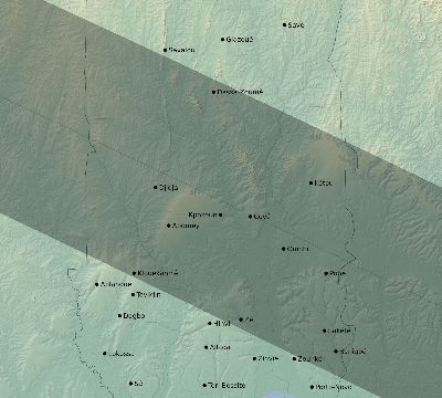 Map of the eclipse path across Benin on 11/24/2747