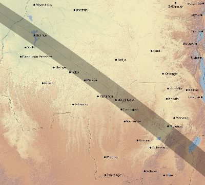 Map of the eclipse path across DR Congo on 11/24/2747