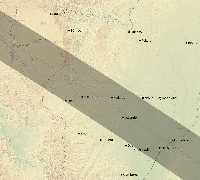 Map of the eclipse path across Republic of the Congo on 11/24/2747