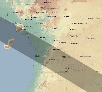 Map of the eclipse path across Cameroon on 11/24/2747