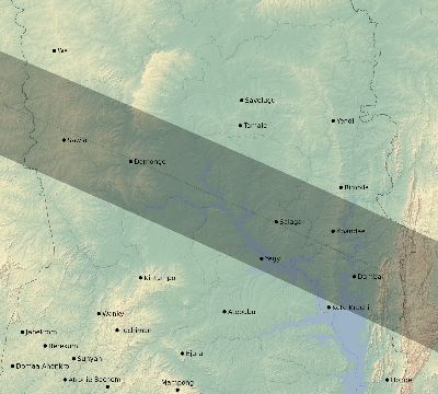 Map of the eclipse path across Ghana on 11/24/2747