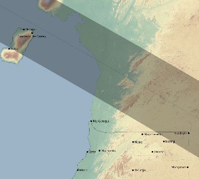 Map of the eclipse path across Equatorial Guinea on 11/24/2747