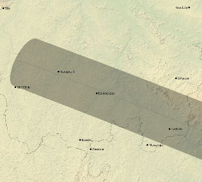 Map of the eclipse path across Mali on 11/24/2747