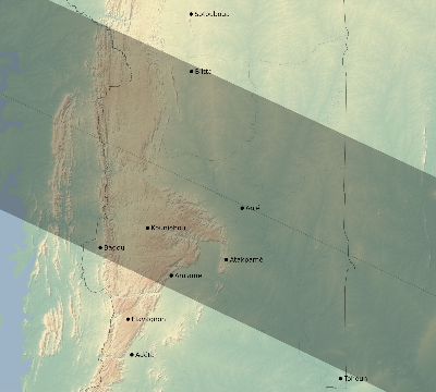 Map of the eclipse path across Togo on 11/24/2747