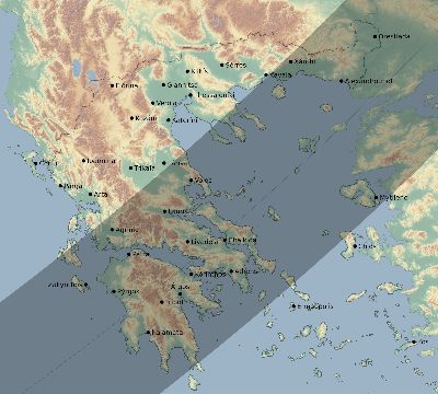 Map of the eclipse path across Greece on 05/19/2748