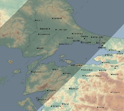 Map of the eclipse path across Turkey on 05/19/2748