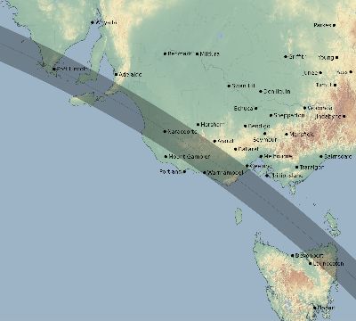Map of the eclipse path across Australia on 11/13/2748