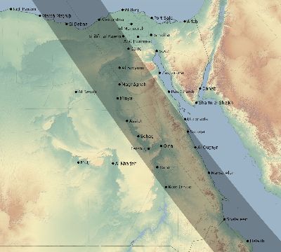Map of the eclipse path across Egypt on 09/22/2750