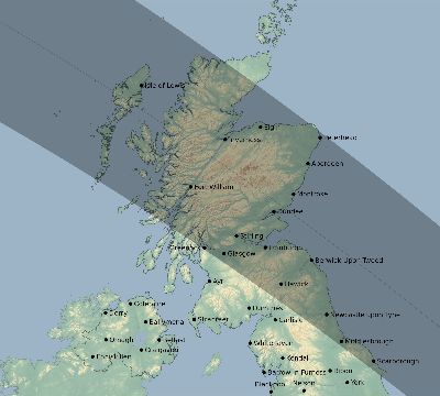 Map of the eclipse path across United Kingdom on 09/22/2750