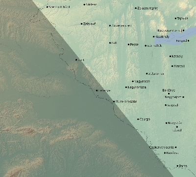 Map of the eclipse path across Hungary on 09/22/2750