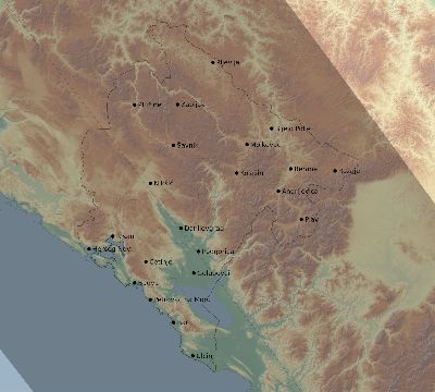 Map of the eclipse path across Montenegro on 09/22/2750